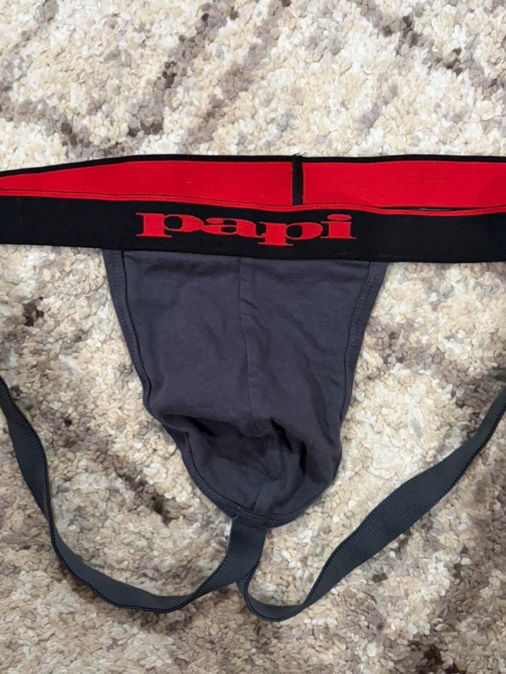 Papi Men’s Charcoal Jockstrap with Red-Trim Waistband